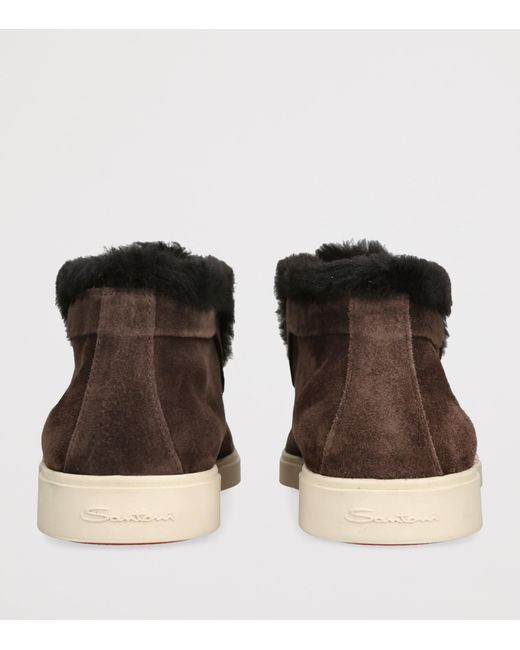 Santoni Brown Suede Fortune Ankle Boots
