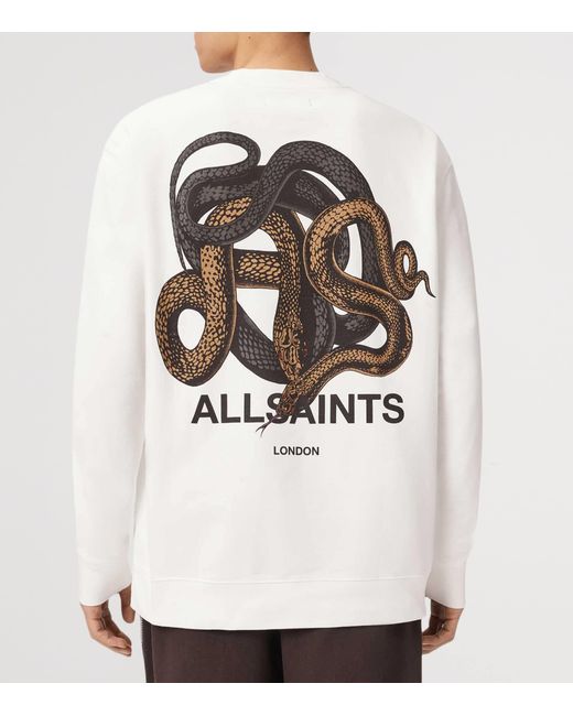 AllSaints White Organic Cotton Reticulate Sweatshirt for men