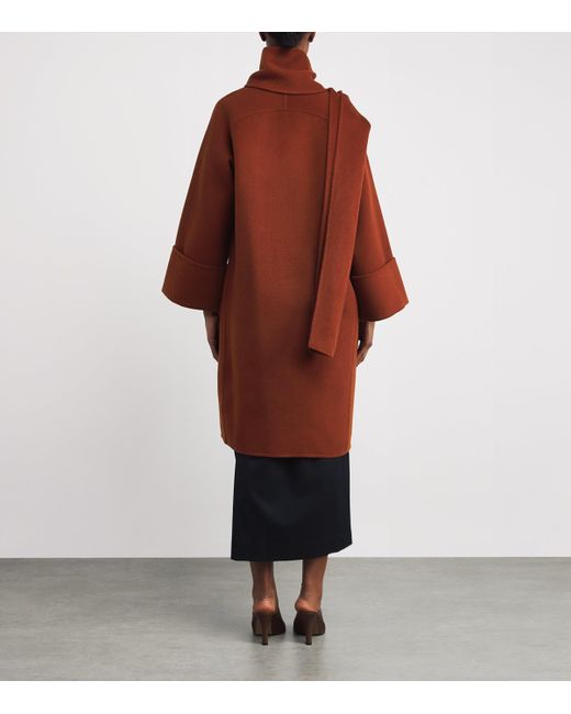 Wolk Morais Red Cashmere Cunardier High Neck Coat