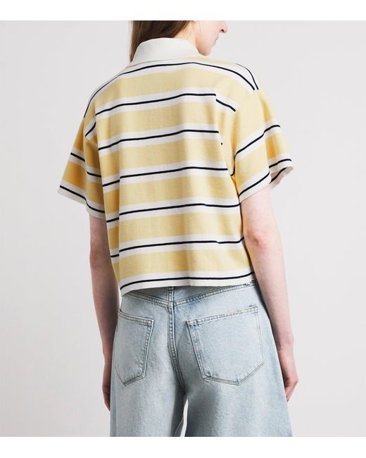 Maje Metallic Cotton-Blend Stripe Polo Shirt