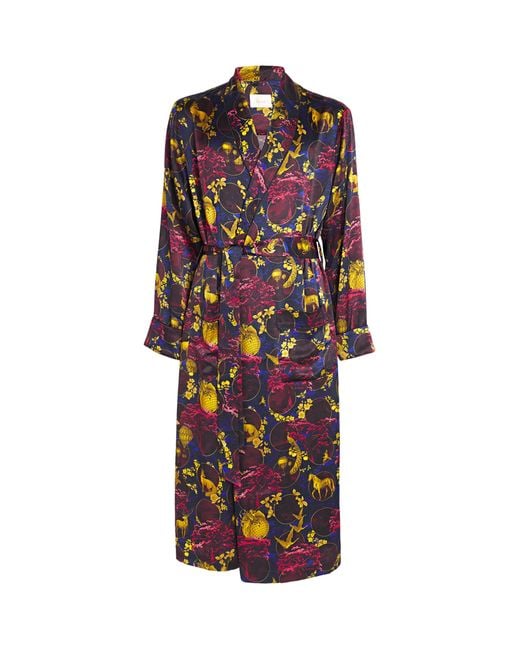 Harrods Red Silk Toile Night Robe for men