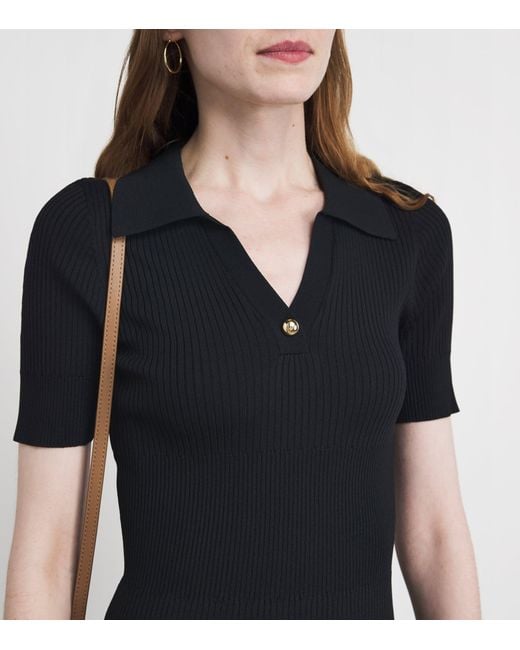 Claudie Pierlot Black Knitted Polo Mini Dress