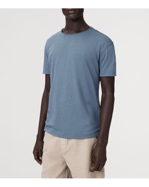 AllSaints Blue Organic Cotton Figure T-Shirt for men