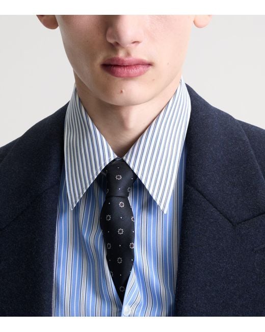 Saint Laurent White Silk Circle Motif Tie for men