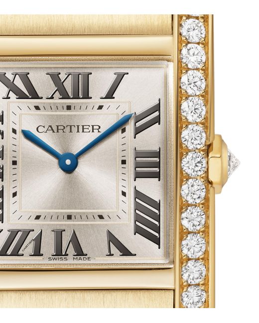 Cartier Metallic Medium And Diamond Tank Française Watch