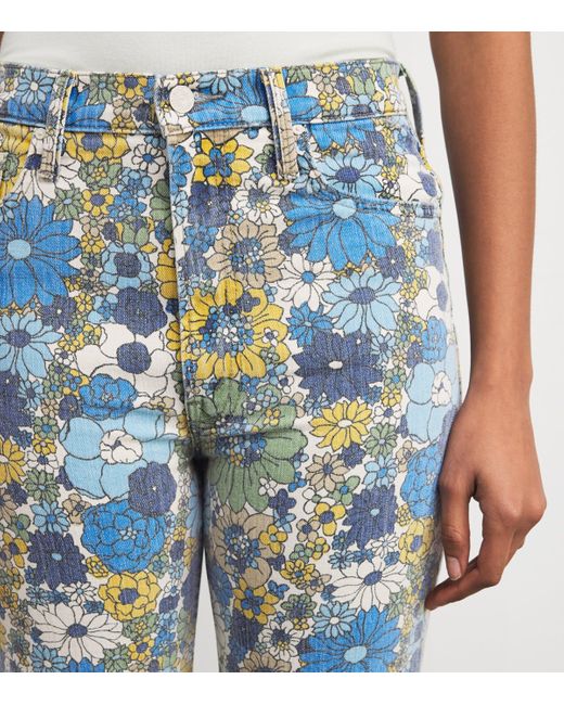 Mother Blue Floral The Rambler Straight Jeans