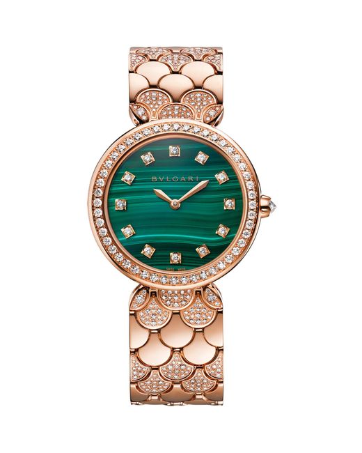 BVLGARI Green Rose Gold And Diamond Divas' Dream Watch 33mm