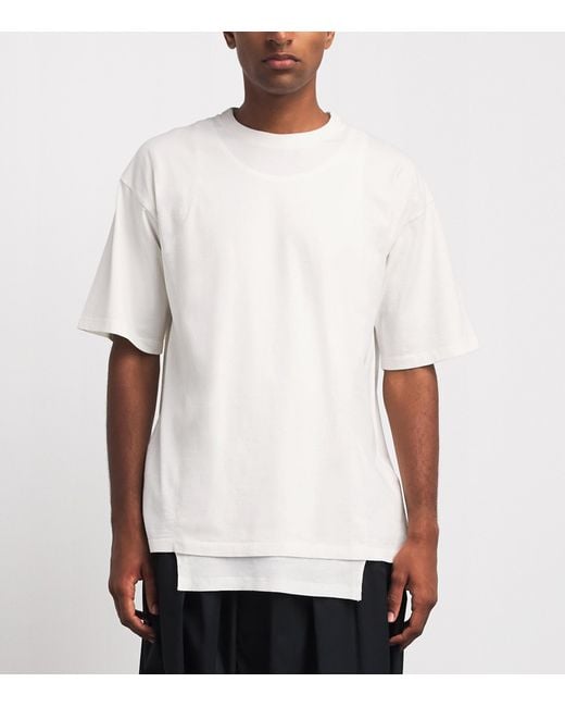 Maison Margiela White Cotton Double-Layered T-Shirt for men