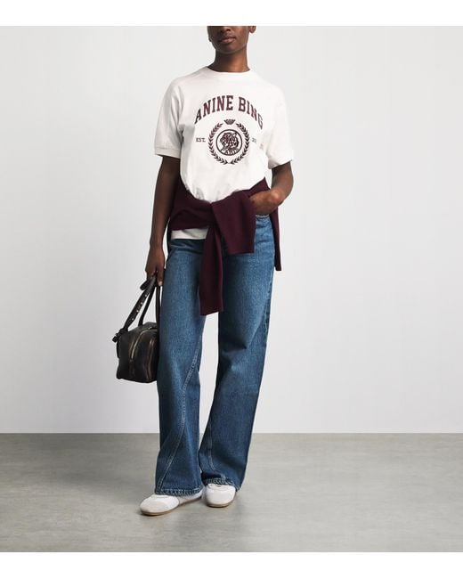 Anine Bing White Cotton Collegiate Jaylin T-Shirt