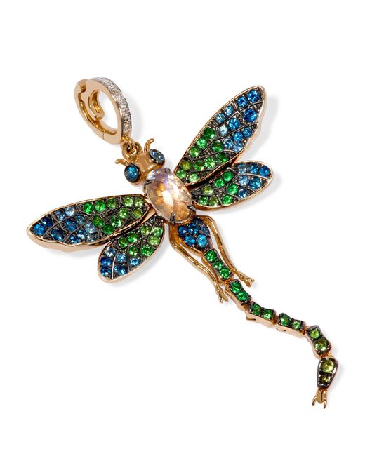 Annoushka Green Diamond, Sapphire, Tsavorite And Moonstone Mythology Dragonfly Pendant
