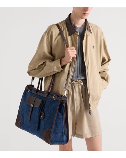 Prada Blue Denim And Leather Bonnie Tote Bag for men
