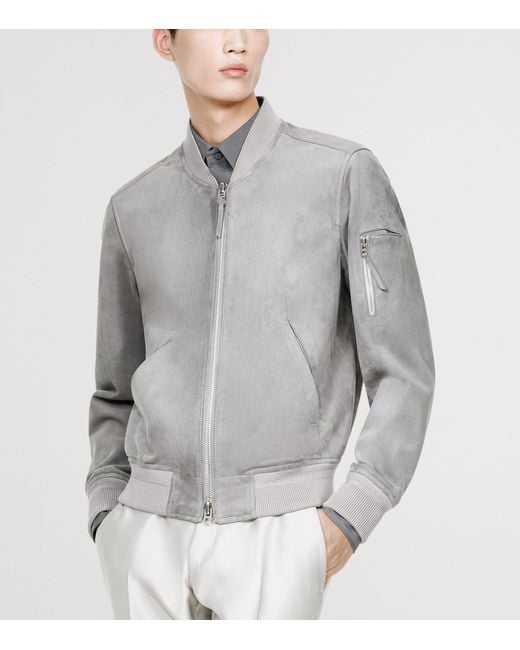 Tom Ford Gray Suede Bomber Jacket for men