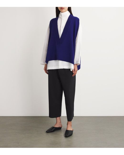 Eskandar Blue Cashmere V-Neck Sweater Vest