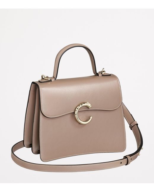 Cartier Natural Small Leather Panthère C De Top-Handle Bag