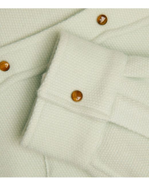 God's True Cashmere White Cashmere And Tiger Eye Shirt for men