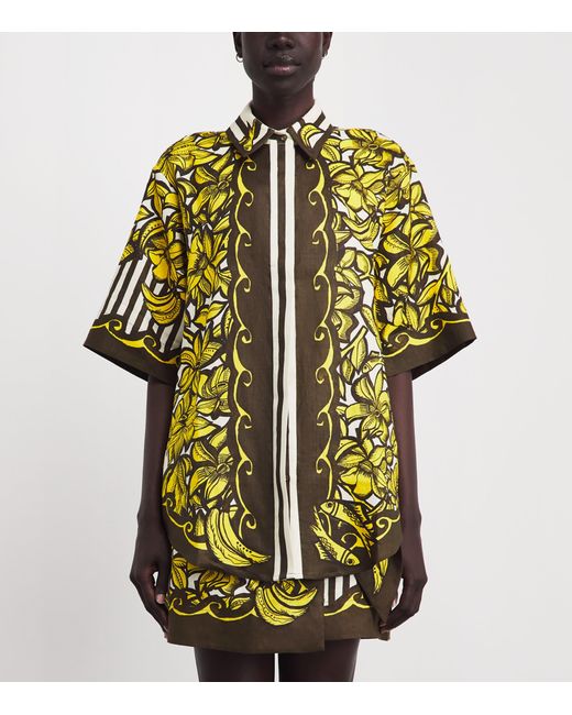 ALÉMAIS Green Hemp Printed Mona Shirt