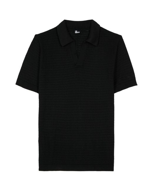 The Kooples Black Crochet Polo Shirt for men