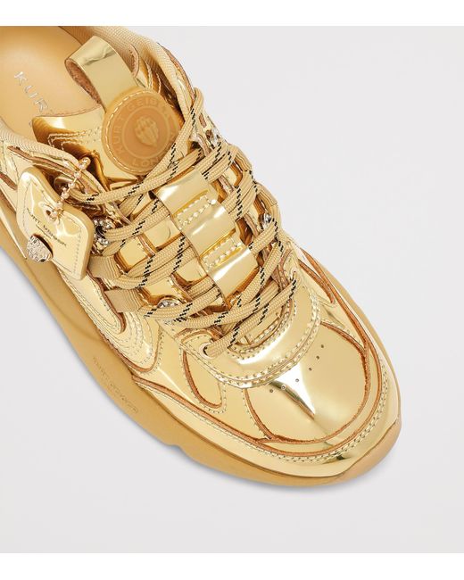 Kurt Geiger Natural Metallic Leather Kurt Runner Sneakers