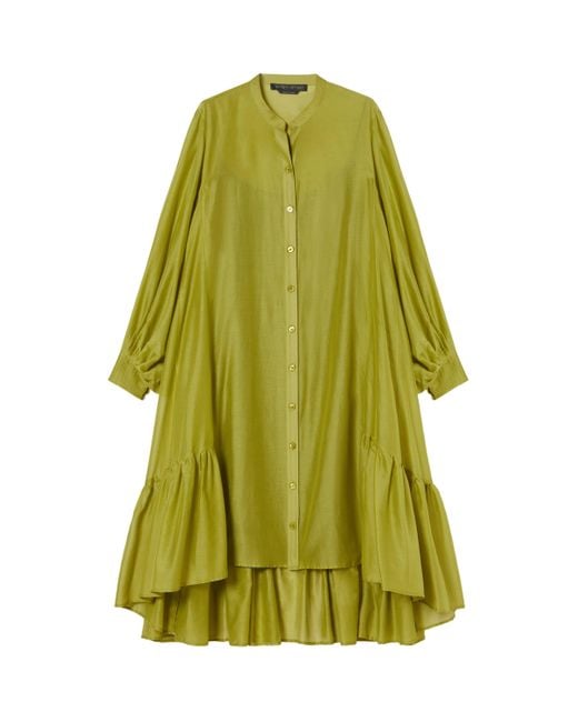 Marina Rinaldi Green X Maccapani Cotton-Silk Macro Midi Dress