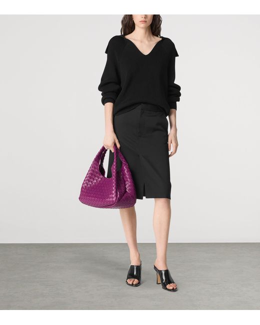 Bottega Veneta Purple Medium Leather Campana Shoulder Bag