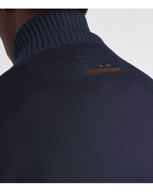 Paul & Shark Blue Cashmere Felt Bomber Jacket for men