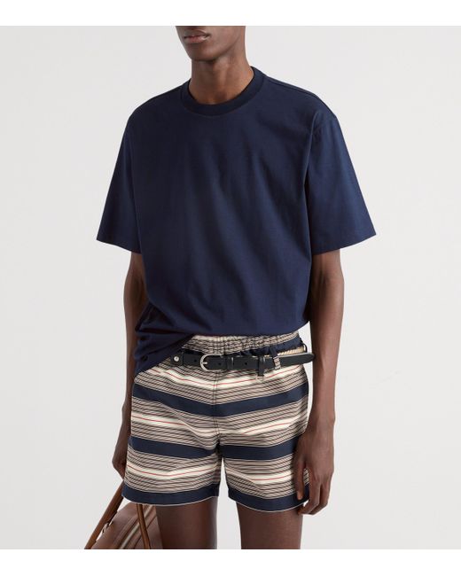 Prada Blue Cotton Conceptual Triangle T-Shirt for men