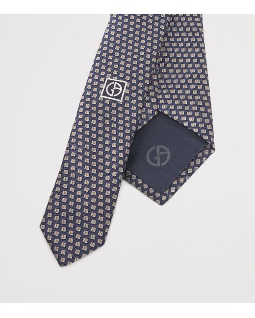 Giorgio Armani Blue Silk Geometric Jacquard Tie for men