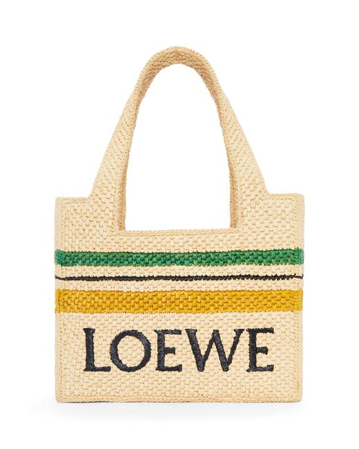 Loewe Yellow X Paula's Ibiza Medium Striped Font Tote Bag