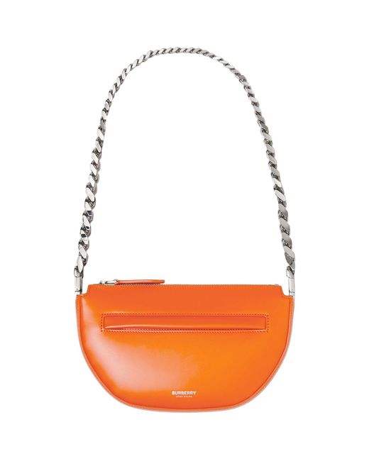 Burberry Mini Leather Zip Olympia Bag in Orange | Lyst