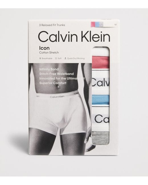 Calvin Klein Blue Stretch-Cotton Relaxed Icon Trunks for men