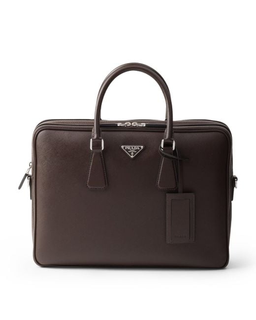Prada Black Saffiano Leather Briefcase for men