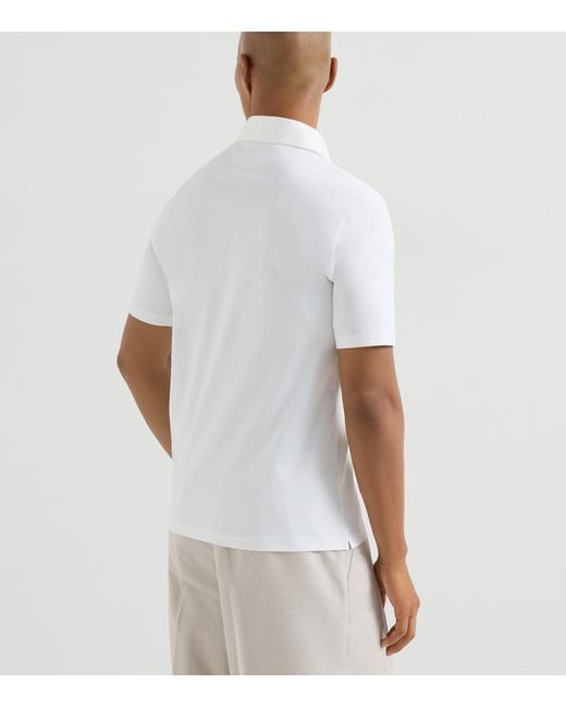 Brunello Cucinelli White Cotton Jersey Polo Shirt for men