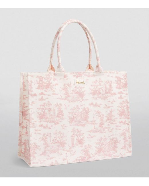 Harrods Pink Toile Grocery Shopper Bag