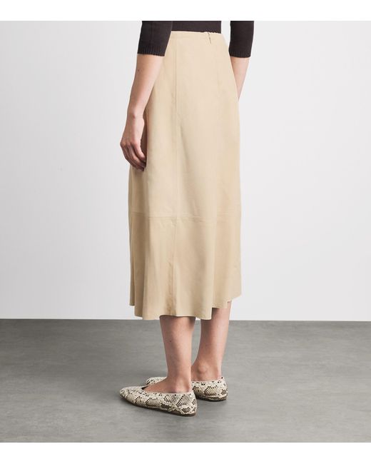Vince Natural Suede Midi Skirt