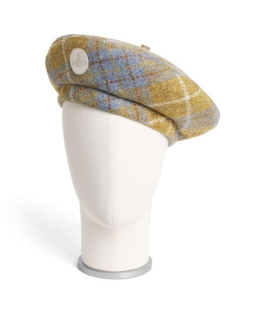 Vivienne Westwood White Wool Tartan Beret