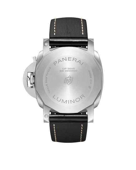 Panerai Black Stainless Steel Luminor Watch 44mm for men
