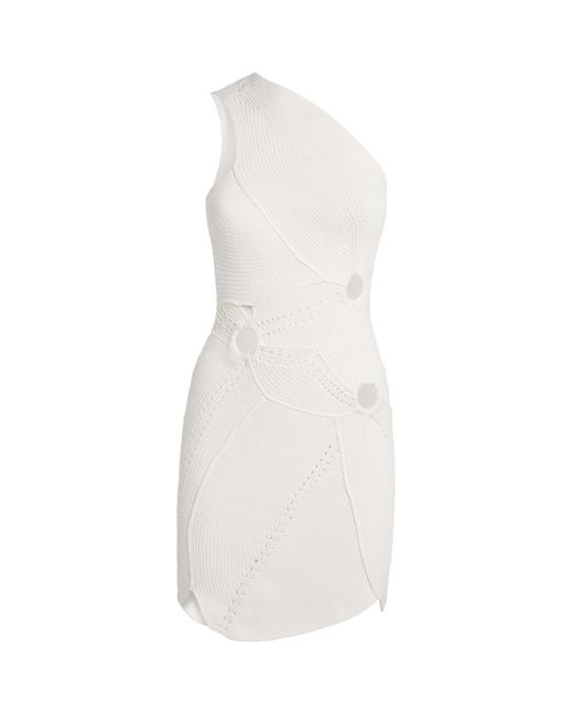 Cult Gaia White One-Shoulder Coreline Mini Dress