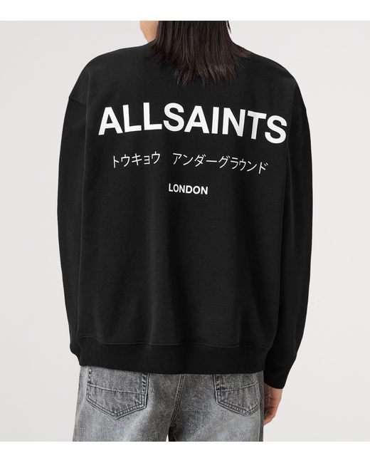 AllSaints Black Cotton Underground Half-Zip Sweatshirt for men