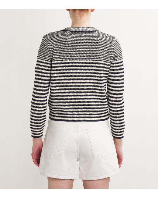 FRAME Gray Cotton-blend Striped Cardigan