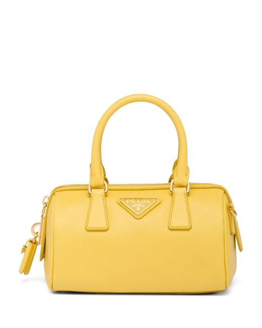 Prada Saffiano Leather Top-handle Bag in Yellow | Lyst Canada