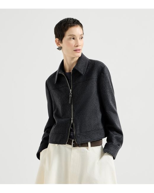 Brunello Cucinelli Black Wool Monili-Zipper Jacket