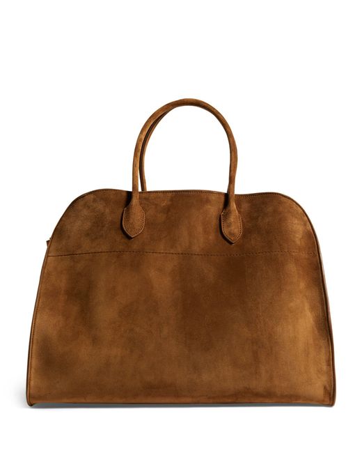 The Row Brown Suede Margaux 17 Tote Bag