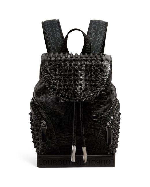 Christian Louboutin Black Explorafunk Leather Studded Backpack for men
