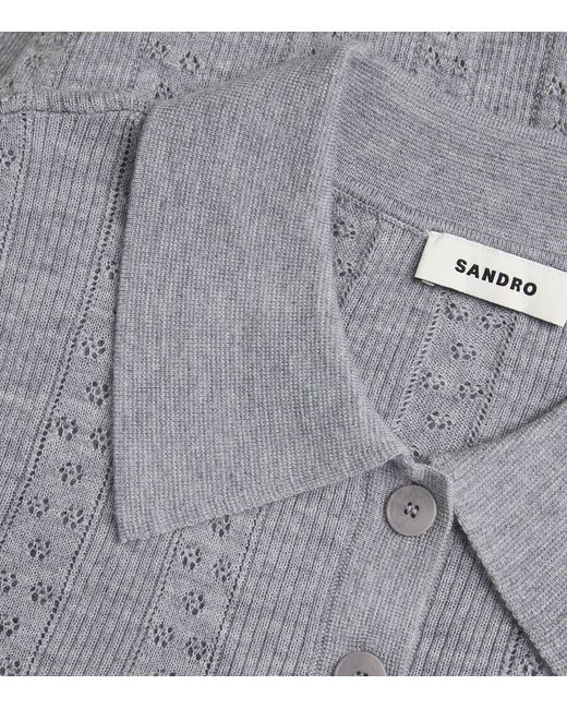 Sandro Gray Wool Polo Sweater