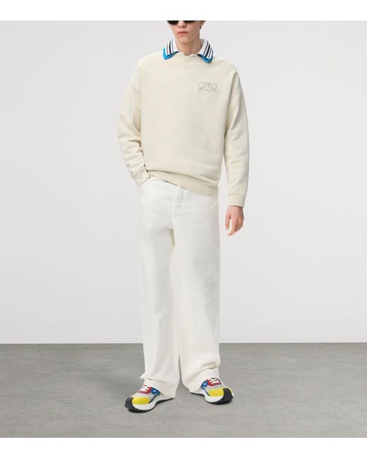 Loewe White Anagram Baggy Jeans for men