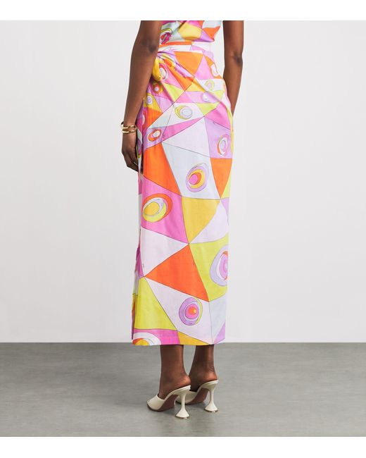 Emilio Pucci Pink Cotton Printed Maxi Pareo