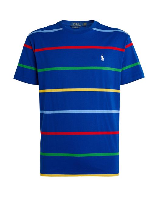 Polo Ralph Lauren Blue Pima Cotton Striped T-shirt for men
