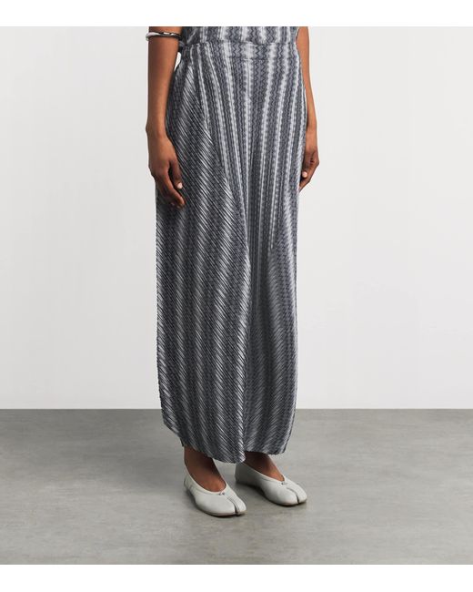 Pleats Please Issey Miyake Gray Cotton-Blend Zigzag Trousers