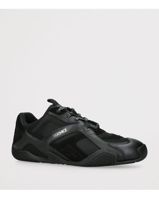 Versace Black Suede Low-Top Sneakers for men