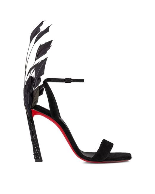 Christian Louboutin Black Condora Queen Feather-embellished Sandals 100